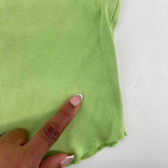 Y2K Girls 2-Piece Outfit – Green Embellished Tee & Denim Striped Capris, Size 4 - Picture 5 of 16